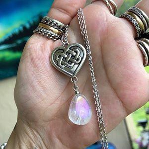Celtic knot heart & angel aura crystal
